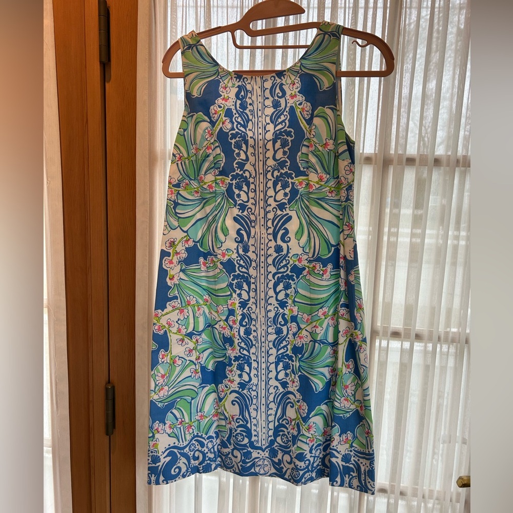 Lilly Pulitzer Floral Blue and Green Cathy Sleeveless Dress